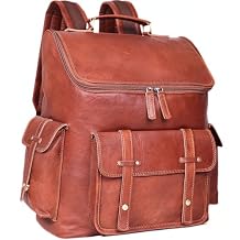 Brown Leather Backpack for Men 17-inch Genuine Leather Laptop Bag, Vintage Travel Rucksack with Padded Straps, Large Capacity Carry-On for Office, College, Hiking & Airplane Travel