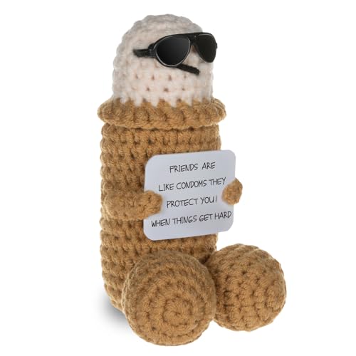 WenmthG Funny Gift for Dead Buddy and Friend Mini Funny Knitted Doll with Positive Card