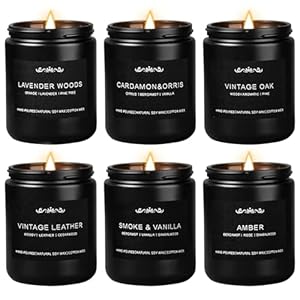 Scented Candles for Men, 6-Pack Candles for Home Scented, 42oz, 300 Hours Burning Time Long-Lasting Aroma — The Masculine Men Candle, Perfect for Boyfriend, Him, Father Aromatherapy Gift