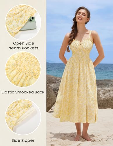 Image of Scarlet Darkness Summer Dresses for Women 2026 Floral Corset Dress Long Milkmaid Dress with Pocket