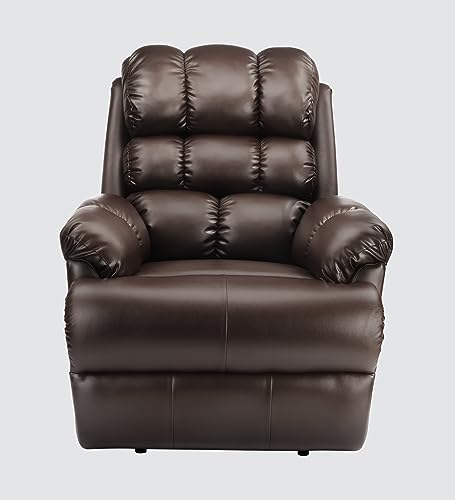 Image of Little NAP Single Amet Soft Leatherette Manual Recliner | Padded Seater Aram Sofa | Relaxing Chair for Home Office Movie Theater Room | Brown