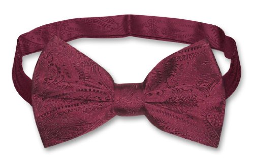 Vesuvio Napoli BOWTIE Burgundy Paisley Color Men's Bow Tie for Tuxedo or Suit