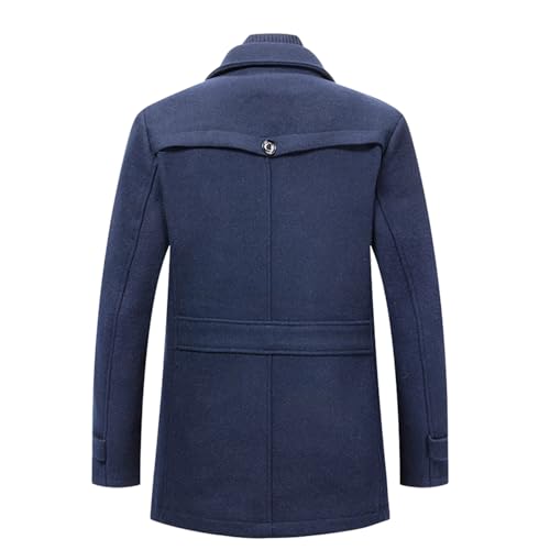 Image of INVACHI Men's Wool Blend Coat Warm Winter Trench Coat with Detachable Soft Scarf Single Breasted Pea Coat