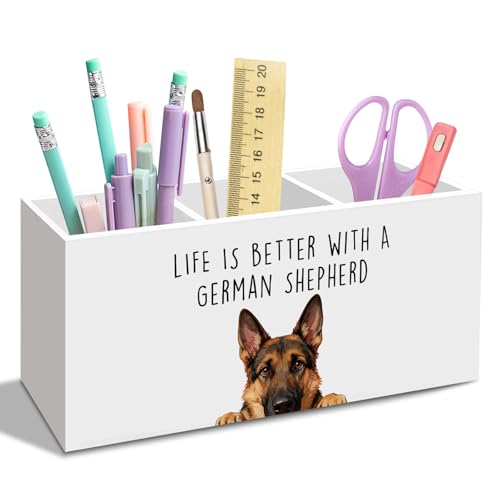 nvucamd German Shepherd Desk Pen Holder & Organizer