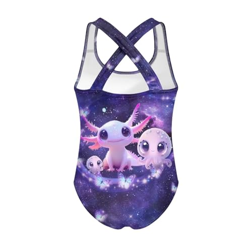 Image of Girls One Piece Swimsuits Summer Quick Dry Crewneck Beach Bathing Suit Cross Shoulder Strap Swimwear 5-14 Years