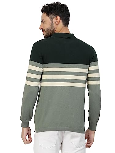 Image of Kalt Mens Basic Solid Full Sleeves Polo Cotton Blend Knitted Regular Fit Polo-Neck T-Shirts with Collar Stylish
