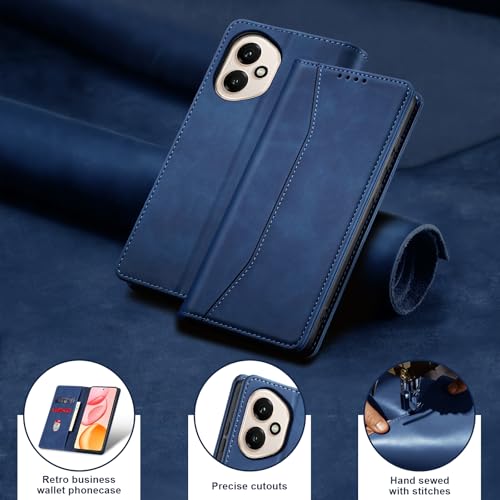 Image of Jasonyu Cover for Honor 400 Flip PU Leather Case, Book Wallet Cover, Stand Function, Magnetic, Card Slots, TPU Bumper Case (Blue)