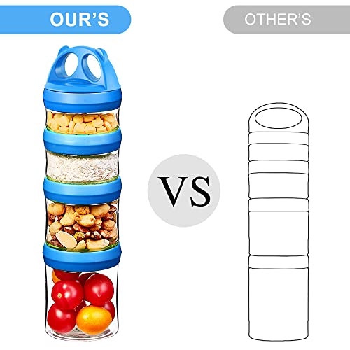 Seleware Portable Stackable Food Storage Containers For Snacks Formula Powder And Drinks Twist Lock System Airtight Leak-Proof Bpa And Phthalate Free Blue Green And Orange #TOP2