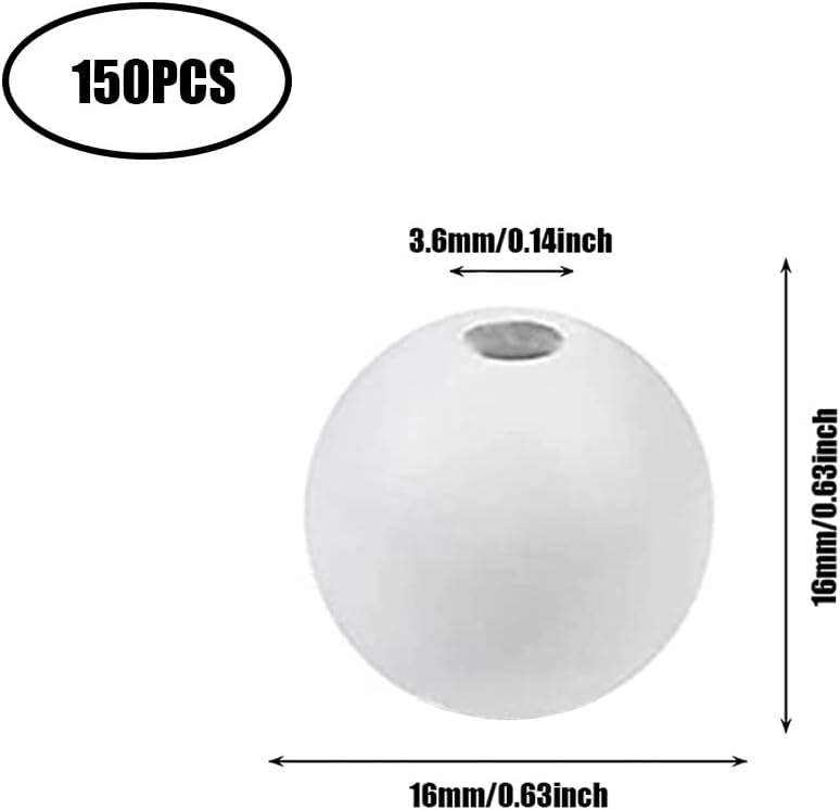 150 Pcs 16mm White Wooden Beads, Unfinished Round Bulk Spacer Wood Beads for DIY Crafts, Garlands Farmhouse Decor, Jewelry Bracelet Necklace Making, Christmas Holiday Decoration - Image 2