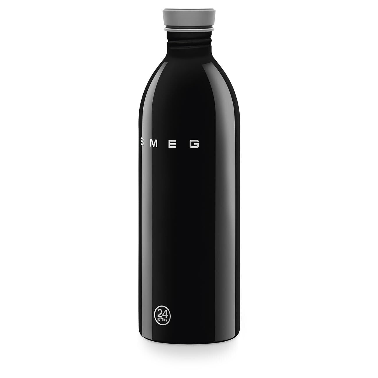 Smeg x 24Bottles Urban Bottle, Borraccia Classica 1 litro WBF02BL, in Acciaio Inox Alimentare 18/8, Non Termica, Chiusura Ermetica, Nero