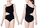 Dvenki Solid Swimsuit for Girl Black Rib Knit One Piece Cutout Bathing Suit One Shoulder with Adjustable Strap Size 8