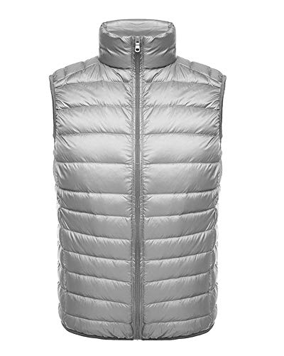Hombre Invierno Calor Chalecos de Plumas Sin Mangas Chaquetas Acolchado Cazadoras M Gris