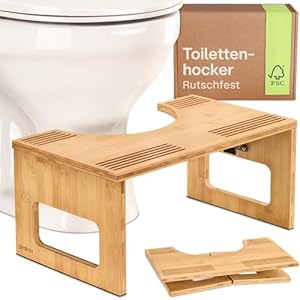 Praknu Klappbarer Bambus Toilettenhocker