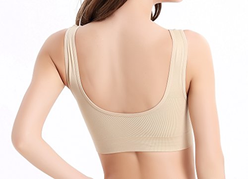 Vermilion Bird Women's 3 Pack Seamless Comfortable Sports Bra With Removable Pads Beige Xl #TOP3