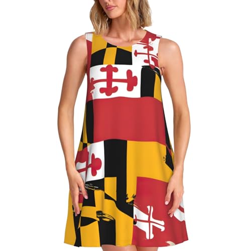 Robe d'été sans manches motif Maryland décontractée pour femme