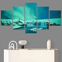 SIGNWIN 5 Panel Canvas Wall Art Astronomy & Space Contemporary Cosmic Dramatic Green Group Photography Realism Ultra for Home Decorations Ready to Hang - 60