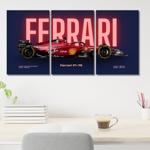 Image of Good Hope Ferrari F1 Car Poster 3 Piece Car Split Posters Set for Room, Wall Art Home, Office, Living Room, Bedroom, Sports and Study A4 Formula1 Posters Wallpaper Sticker Wall Decorations