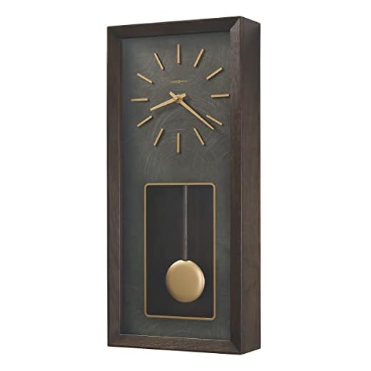 Howard Miller Tegan Rectangle Wall Clock 625-779 – Satin Espresso Finish, Select Veneers, Blackened Steel Dial, Gold Finished Accents, Battery-Operated Westminster Chimes, Modern Wall Clock