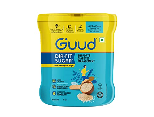 Image of Guud- Dia Fit Sugar 1kg | Low Calorie & Low GI White Granulated Sugar | 50% Less Calories | Low GI & Sulphur Free | Enriched with Herbs |1 kg Guud Sugar equals to 2 kg Regular Sugar | No After Taste