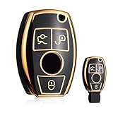 Coque de clé pour Mercedes Benz A B C Cl E M S SL Slk Gla Glc Glk W164 W245 W212 W204 Mercedes Classe A Coque de clé de voiture en silicone TPU Benz Gla Coque 3 boutons Noir