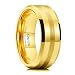 King Will Womens Mens 8mm Matte Brushed Center Tungsten Carbide Ring 18K Gold Polished Wedding Band Comfort Fit(10.5)