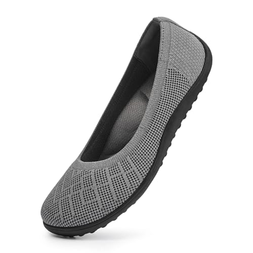 Image of KBZone Women's Flat Shoes Round Toe Knit Ballet Flat Comfort Dressy Flat Walking Shoes