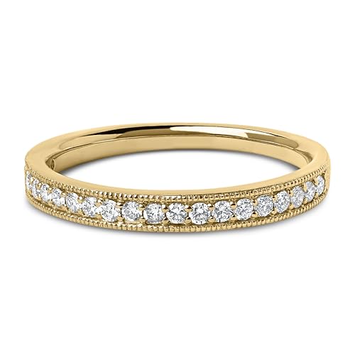 14K Yellow Gold 1/4 Cttw Round Diamond Milgrain Wedding Band (I-J Color, SI2-I1 Clarity) - Size 4.5