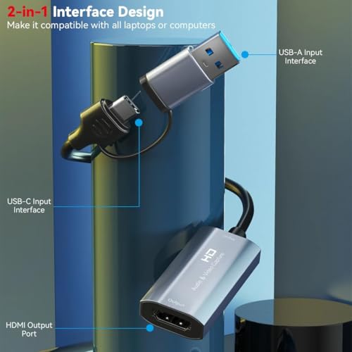Image of MICROWARE Video Capture Card,4K HDMI to USB 3.0 Capture Card,HDMI to USB /USB C Audio Video Recording in 1080P@60Hz, 2K@50Hz for Teaching,Broadcasting,Gaming,Streaming,Video Conference (Z29B)