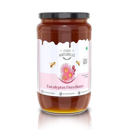 Image of Farm Naturelle Raw Eucalyptus Honey 1500g| Glass Bottle | 100% Pure Unprocessed & Natural Honey | Ayurvedic & Rich in Vitamins and Minerals | Helps Boost Immunity
