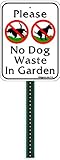Small Discreet Please No Waste In Garden Sign and 1ft Steel Post Mounted To Place In Your Lawn Or Garden