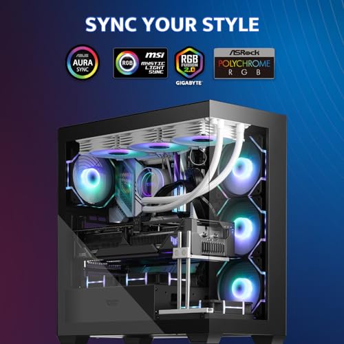 Image of darkFlash 3-Pack 120mm PC Case Fans with Controller Hub & Remote, PWM ARGB Sync, Addressable RGB Cooling Fans for Computer Case & High Airflow(DM12PRO) (Reversed, Black)