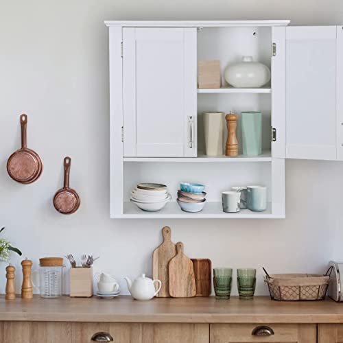 Saicool Bathroom Medicine Cabinet Kitchen Office Surface Mount Wooden Storage Cabinet with 2-Doors and 1- Shelf Cottage Collection