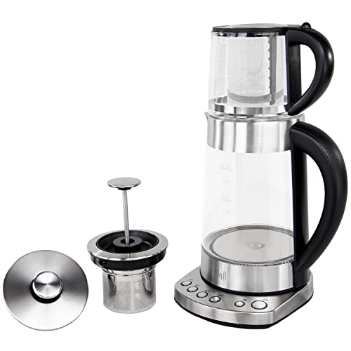 Impolio PREMIUM LED Glas Wasserkocher mit Temperatureinstellung + Warmhaltefunktion, Edelstahl Teesieb + Aufsatz für…