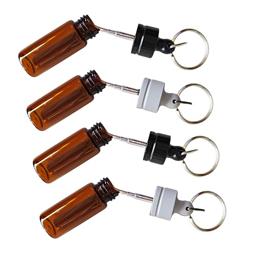 4-Pack Leak-proof Mini Glass Bottles with Lids, Portable Travel & Kitchen Liquids Storage Set, Brown