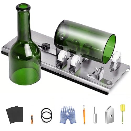 XSQD Kit Cortador De Vidrio, Herramienta Corte Vidrio De Acero Inoxidable, Proceso Vidrio Bricolaje, Kits De Creación De Candelabros, Adecuado Para Cortar Cerveza, Champán, Whisky, Botellas De Vino