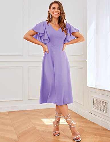 Image of Bridesmay Women's Formal Wedding Guest Dress for Women 2026 Short Sleeve Fit and Flare Tea Party Dresses