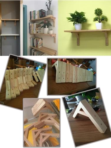 Staffe triangolari in legno resistenti, 2 pezzi, supporti per mensole galleggianti da parete, staffe ad angolo retto verniciate con accessori per una decorazione elegante della casa