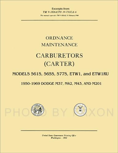 1950-1969 Dodge M37 Military Truck Carburetor Manual Reprint