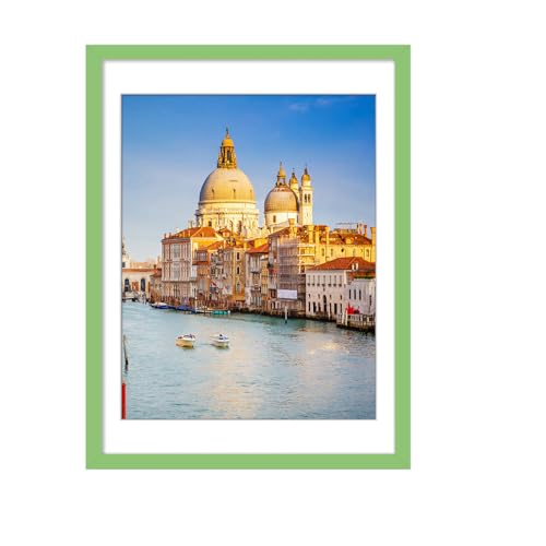 wyooxoo 18x24 Poster Frame Made Of Solid Wood Green Picture Frames Display Pictures 16x20 with Mat or 18x24 Without Mat Colorful Frame For Horizontal Vertical Wall Mounting