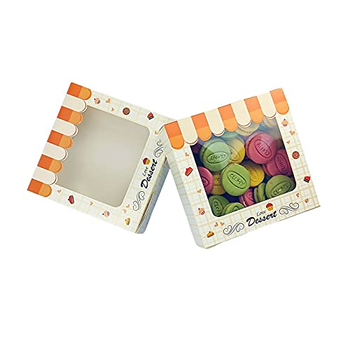 Fbowlsea 5.75" X 5.75" X 2" Cookie Boxes Dessert Boxes With Windows Viewing For Cakes Muffins Candy Pie Donuts Cupcake Bakery Boxes Pastry Wrappers For Party Birthday Gift, 20-Count #TOP29