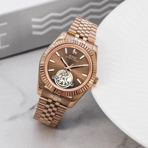 Image of BUREI Men's Classic Luxury Watch Stainless Steel Waterproof Machine Watch Fashion Double Watches Date Sapphire Crystal