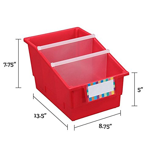 Image of Really Good Stuff Rainbow Chapter Book Classroom Library Bins with Dividers