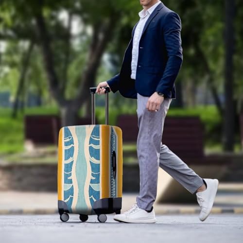 FOR U DESIGNS Luggage Covers for Suitcase Stretchy Protective Luggage Covers Scratch-Resistant Fits 25-28 Inch Carry on Bags Summer Geometric Print Blue3