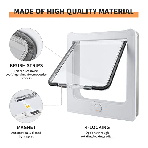 Petleso Cat Door For Interior Door, Small Pet Door For Interior Exterior Doors Wall With 4 Locks Way, Magnetic Closure Interior Door For Cats Doggie #TOP3