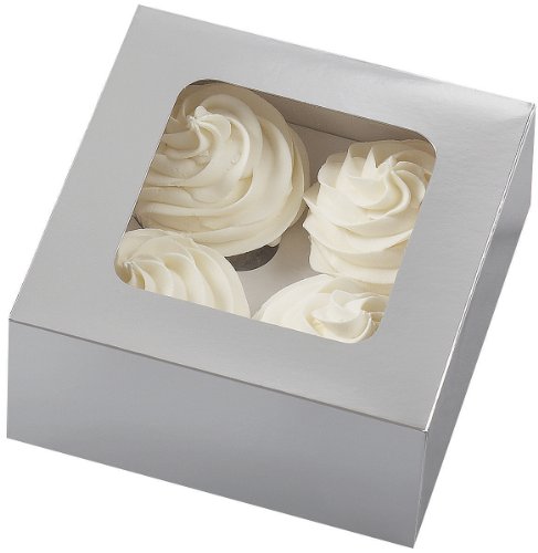Wilton 4 Cavity Silver Cupcake Boxes, 3 Count