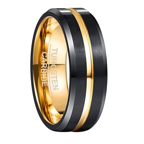 Tungsten Wedding Bands for Men and Women, Beveled Edges Comfort Fit with 'I Love You' Engraving, Multiple Colors and Sizes