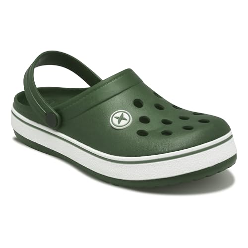 HAUX Men's Classic Casual Clogs, Sports Walking | Casual with Classic Clogs, Flexibility Technology Slipper for Men's & Boy's Clogs That Match Your Style (Mehndi, UK Footwear Size System, Adult, Men, Numeric, Medium, 9)