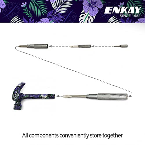 Image of ENKAY - 6 in 1 Floral Hammer and Screwdriver, Multifunction Claw Hammer Tool with Flower Print (Pattern 5)