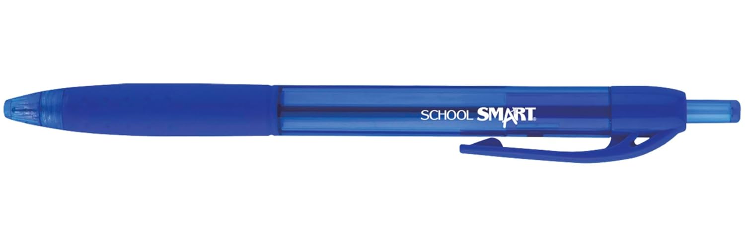 School Smart Retractable Hybrid Gel and Ink Pens, Blue, Pack of 12