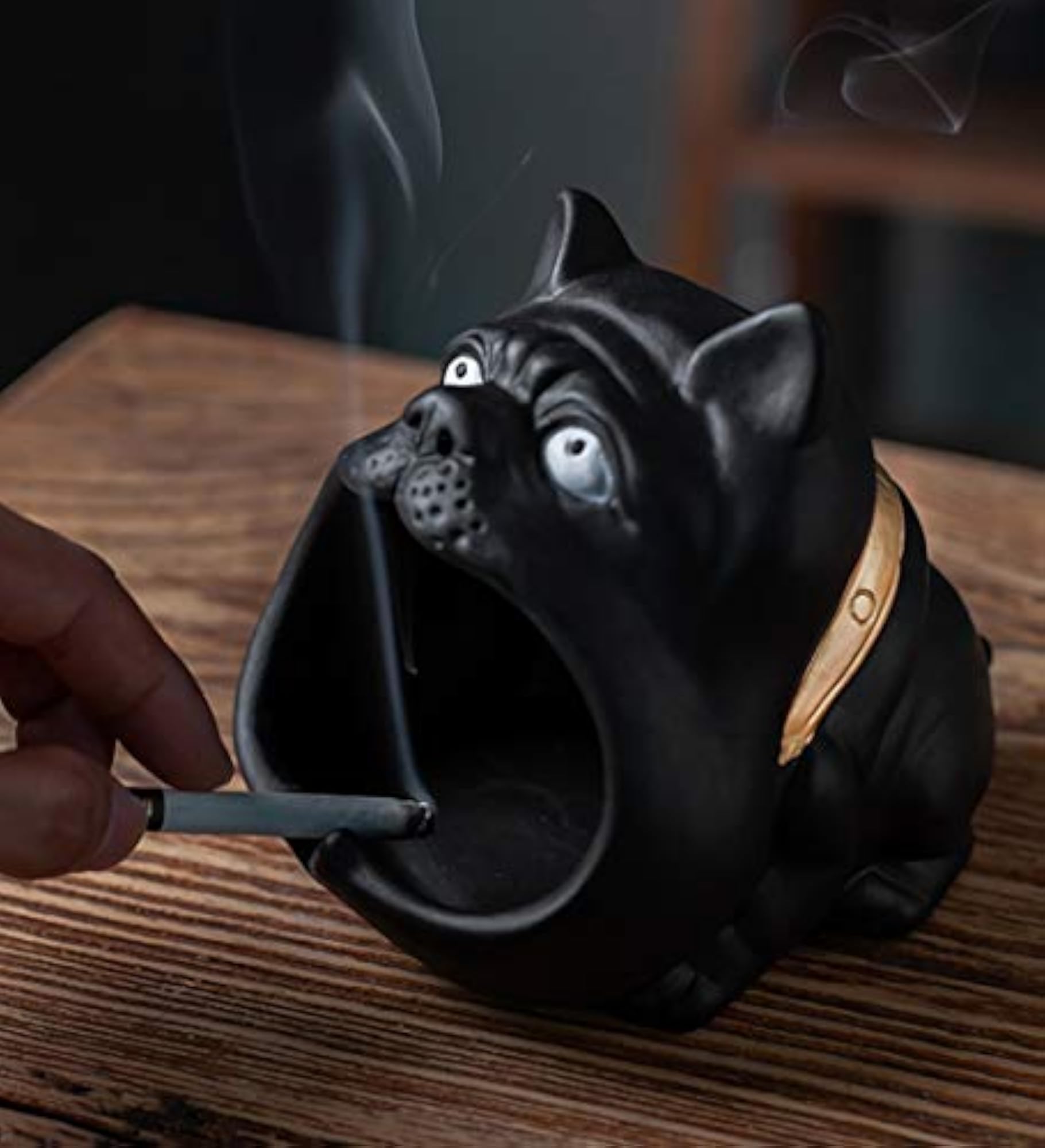 Windproof Bulldog Ashtray, Cigar Ceramic Design
